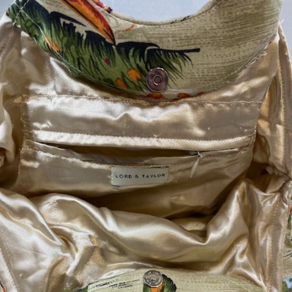 Lord & Taylor Beads Sequins Fringe Tropical Floral Handbag Top Handles - Picture 11 of 12